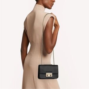 Furla Black Crossbody Bag with Gold Accents